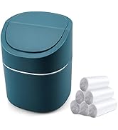 Mini Desk Trash Can with Lid with Trash Bags 180 Pcs Swing-Lid Tiny Countertop Garbage Bin Small ...