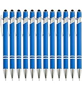 PASISIBICK 12 Pieces Blue Ballpoint Pen with Stylus Tip, 2 in 1 Stylus Stylish Pen, Blue Metal St...