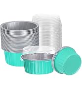 HARFINGTON Baking Cups with Lids Aluminum Foil Liners Mini Disposable Containers Cups Holder Case...