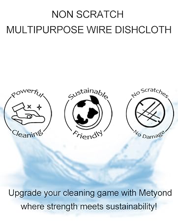 Non Scratch Wire Dishcloth, Double-Layer Steel Wire Dishwashing Cloth Reusable Wire Cleaning Cloth