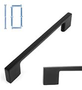 KOOFIZO Wide Foot Cabinet Bar Pull - Black Modern Solid Handle, 5 Inch/128mm Screw Spacing, 10-Pa...