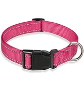 Reflective Dog Collar with Buckle Adjustable Safety Nylon Collars for Small Medium Large Dogs, Ho...