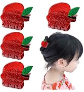 4 PCS Red Apple Hair Clips Cute Back to School Fruit Hair Claw Clips Mini Teacher Student Hair Ja...