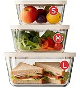 Glass Vacuum Seal Containers for Food Storamge, Vacuum Container with Time Recording Disk, 3 pcs ...