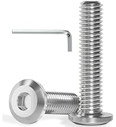 VGBUY M6-1.0 x 25 mm 60Pcs Flat Head Hex Socket Cap Screws Bolts,304 Stainless Steel 18-8,Full Th...