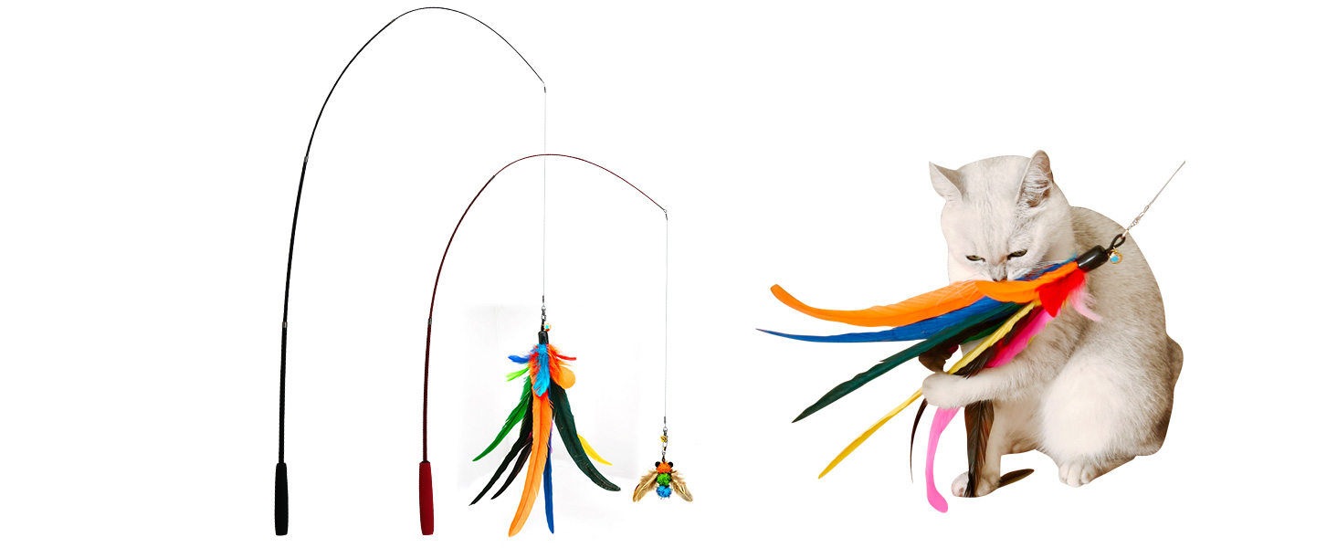 Retractable Cat Wand Toy and Feather Toys 3