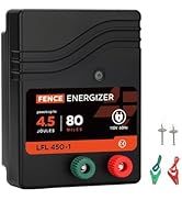 Electric Fence Charger AC Powered 80 Miles 250 Acres, 110 Volt 4.5 Joule Plug-in Electric Fence E...