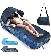 Outplea Inflatable Lounger Air Sofa with Sunshade for Adults, Inflatable Couch with Mesh Back for...