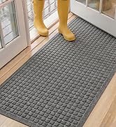 GORILLA GRIP Ultra Absorbent Front Door Mat Outside Entrance, Traps Dirt and Moisture, HydroABSO...