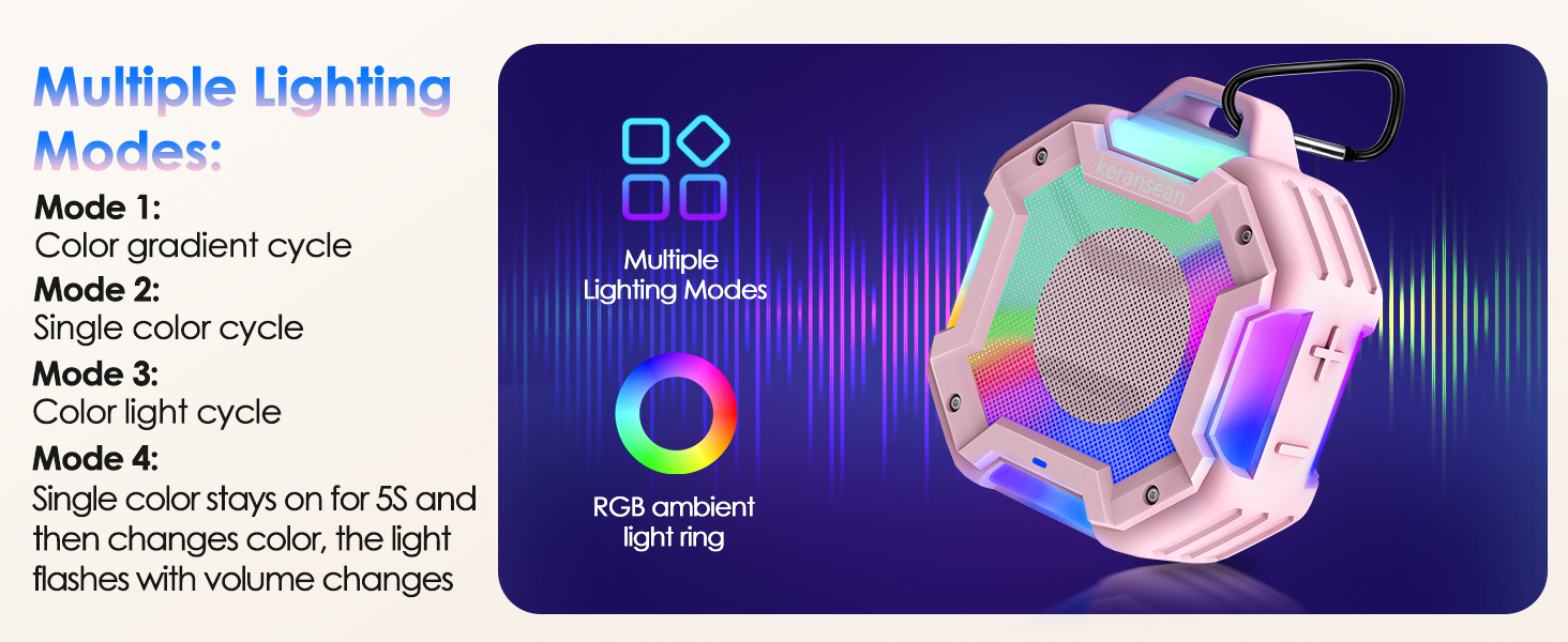 LED Wireless Pink Bluetooth Speaker