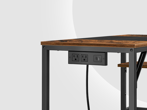 Computer Desk, Home Office Desk with Power Outlet