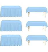 JHDZDHY 3 Packs 54x108inch Plastic Tablecloth and 3 Packs 14FT Plastic Table Skirt,Disposable Rec...
