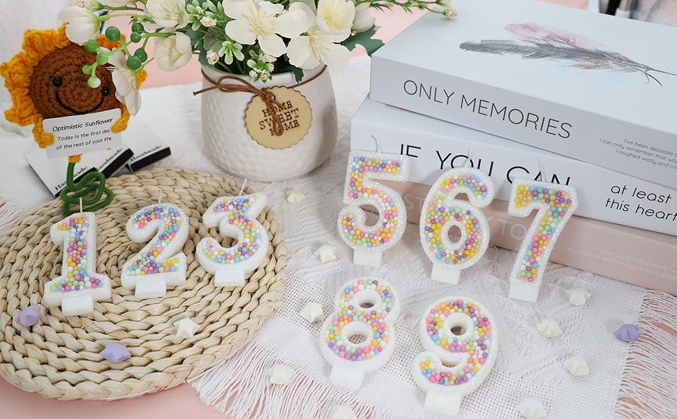 Macaron Number Candles - White