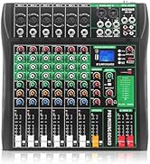 MIZISNR 6 Channel Audio Mixer, Professional DJ Mixer Board Sound Music Mixing Console Digital Mix...