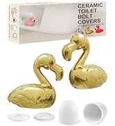 boeemi Toilet Bolt Covers Decorative- 2PCs Gold Flamingo Toilet Screw Caps Ceramic Bathroom Decor...