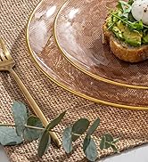 Clear Brown Gold Plastic Plates