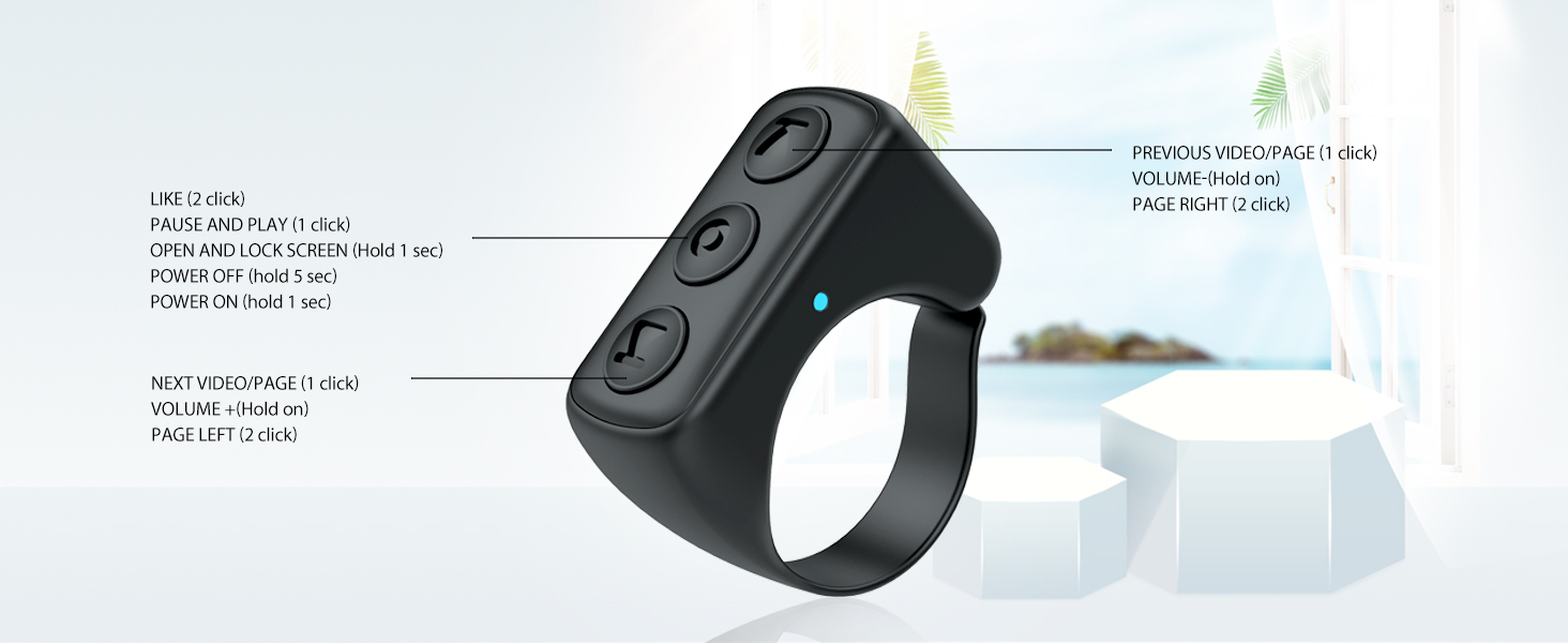 Bluetooth Remote Control Page Turner Ipad Cell Phone Camera Shutter Selfie Button Bluetooth Ring