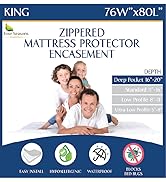 deep pocket king zippered bed bug mattress protector waterproof cover 76x80 hypoallergenic
