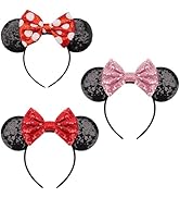 DRESHOW Mouse Ears Bow Headbands Minnie Ears Headband Glitter Party Decoration Cosplay Costume fo...