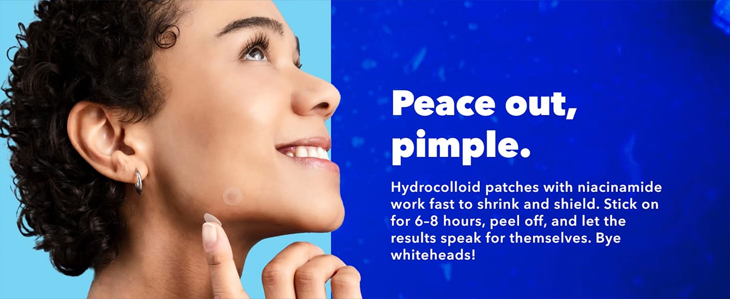 Hydrocolloid patches with niacinamide and tea tree extract work to soothe and calm irritated skin.