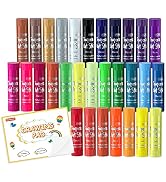 Tempera Paint Sticks, Shuttle Art 31 Pack Solid Tempera Paint Set, 30 Colors with 1 Drawing Pad f...
