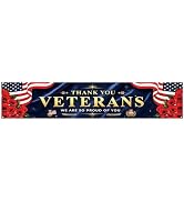 ANFEST Thank You Veterans Banner 250x50cm Fence Polyester Fabric Decoration | Patriotic Long Bann...