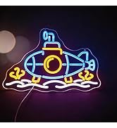 Submarine Neon Sign for Wall Decor - 16.5" x 10.7" LED Underwater Sub Light, USB Powered RGB Colo...