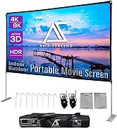 Akia Screens 125 inch Portable Projector Screen with Stand Upgraded and Carry Bag 16:9 HD Rear Fr...
