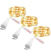 Rechargeable Fairy Lights - 7ft 20 LED String Lights, USB Rechargeable Battery Operated Twinkle L...