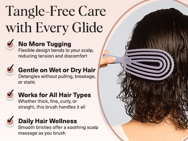 Flexible Hair Brush for Women and Men Adults & Kids Ulta-Smooth Bristles for Wet or Dry Strands