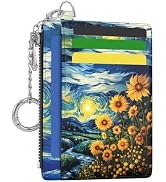 Hancynir Sunflower Small Wallet Women Credit Card Holder, Slim RFID Cute | Zipper Keychain Wallet...