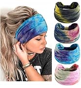 STGDAK Boho Headbands For Women Fashion Stretch Wide Hair Bands Tie Dye Knoted Turban Head Bands ...