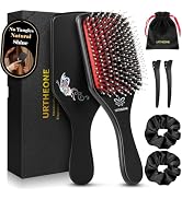Boar Bristle Hair Brush for Women, Wooden Smoothing Detangler Gift Set | Natural boar bristle & n...