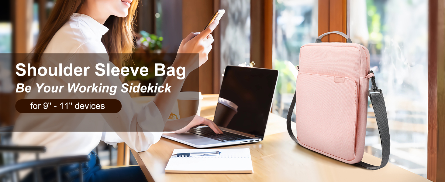 9-11 Inch Tablet Sleeve Bag with Shoulder Strap for iPad 10th Gen. 10.9", iPad 9th/8th/7th Gen