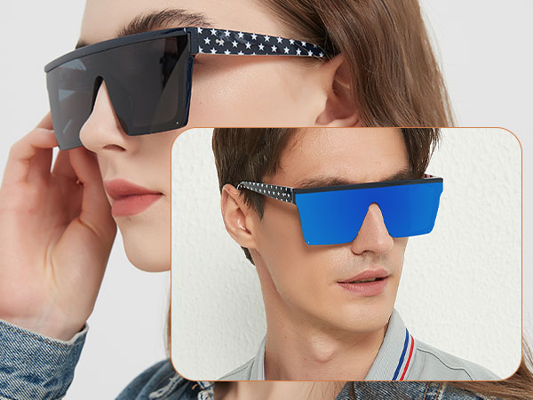 LYZOIT Square Oversized Sunglasses for Women Men Big Flat Top Fashion Shield Large UV Rimless Shades