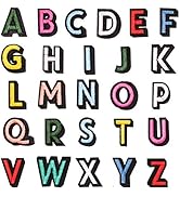 U-Sky Iron on Alphabet Patch, 26pcs A to Z Letters Patches Kids Clothing, Sew-on Appliques for Je...