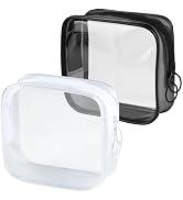 PLULON TSA Approved Toiletry Bag, 2 Pack Small Makeup Bag for Purse Clear Mini Cosmetic Zipper Po...