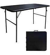 HYMnature Folding Table 4 Foot Portable Folding Tables Heavy Duty Fold-in-Half Utility Table Smal...