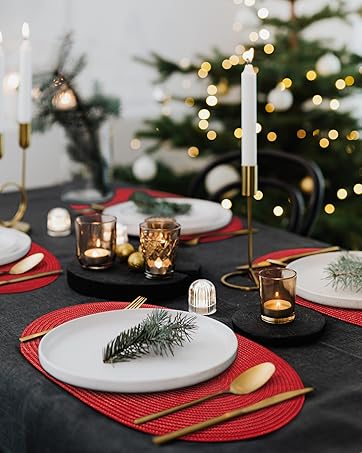 Red oval placemats