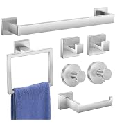 7-Piece Bathroom Accessories Set - 304 Stainless Steel Towel Racks for Bathroom - Include Wall-Mo...