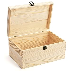 Yarlung Unfinished Wooden Box with Hinged Lid