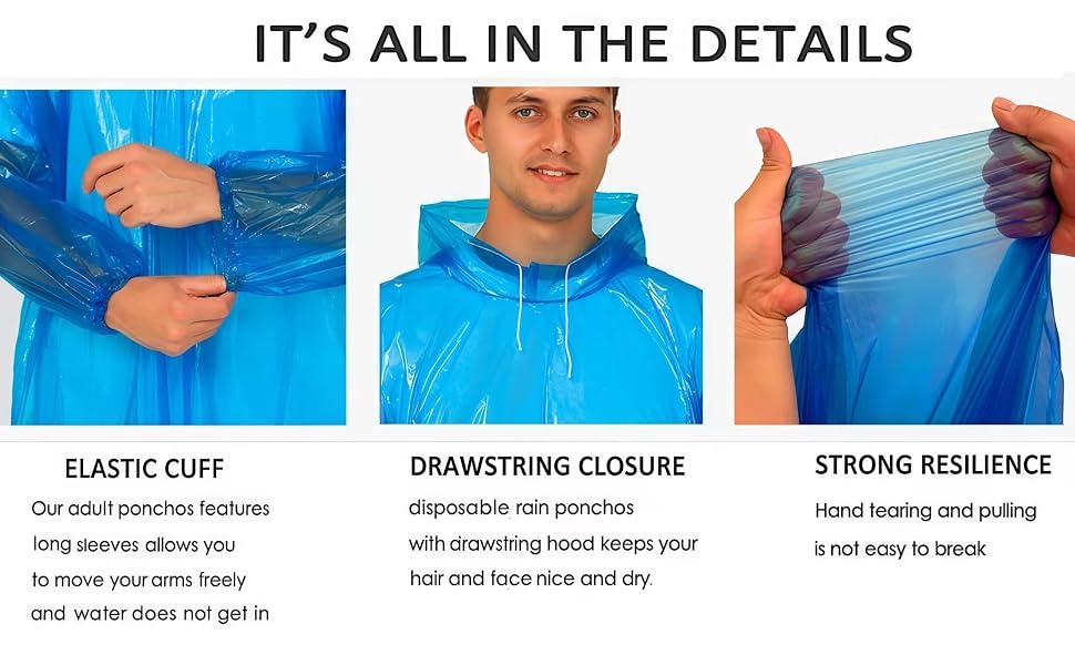 Airpler Disposable Rain Poncho-Only usenew PE material, You can use a few times ordispose
