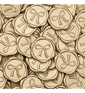 UNIQOOO 3D Bow Wax Seal Stickers - 50 Pcs Elegant Self-Adhesive Metallic Light Gold Seals, for We...