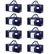 8 Pack Extra Large Moving Bags Heavy Duty with Clear Window and Zippers & Carrying Handles, Close...