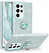 DOMAVER Samsung Galaxy S23 Ultra Case with Rotating Ring Holder Stand Glitter Bling Sparkly Soft ...