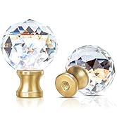 2 Pieces Crystal Lamp Finial Decorative Top Accessories Cap Knob,1/4-27 Screw Topper Clear Lamp F...