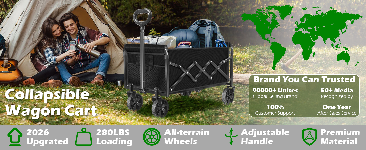 Collapsible Wagons Carts Foldable Wagon, Foldable Wagon Cart with Wheels, Folding Wagon, 2025 new