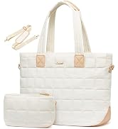 LOVEVOOK Tote Bag for Women, Large Puffer Tote Bag with Zipper Quilted Light Work Bag
