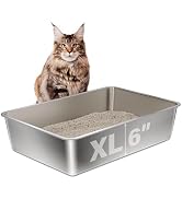 Stainless Steel Litter Box, 23.6" X 15.7" X 6" Steel Litter Box XL,Large Metal Litterbox for Big ...