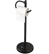 FORIOUS Toilet Paper Holder Stand, Vintage FreeStanding Tissue Roll Holder | Matte Black, Bathroo...